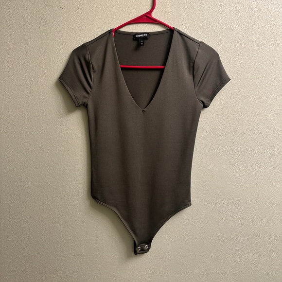Express Tops - Express Body Contour Olive Green Bodysuit Size XS